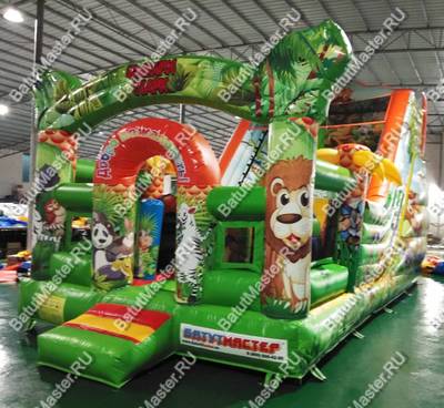 Надувной батут "Мир сафари" с цветным полом 8*4*5 м,