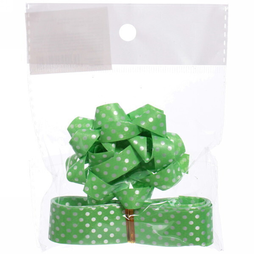 Набор для декорирования «Горошек» бант 6см, лента 2см (3м), Зеленый
