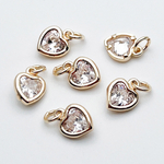 Подвеска Сердце, цвет золото+прозрачный, размер 8*6,5 мм, цена за 1 шт