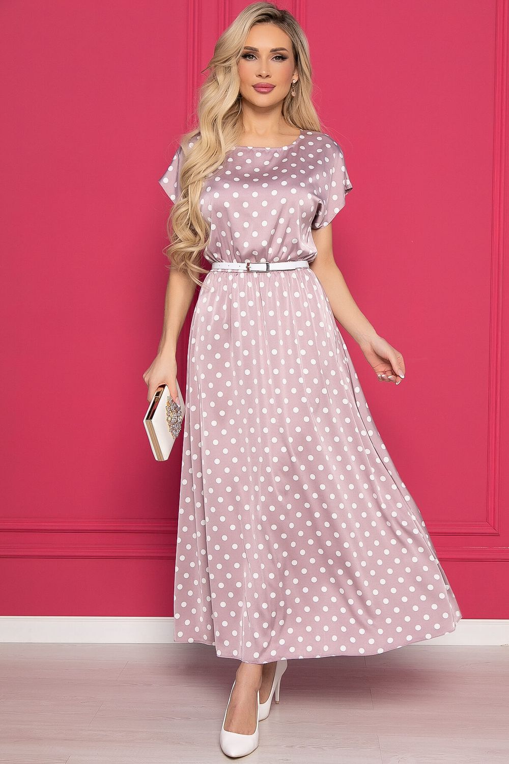 Платье "Кейтлин" (пыльная роза/горох) П8639 LT Collection