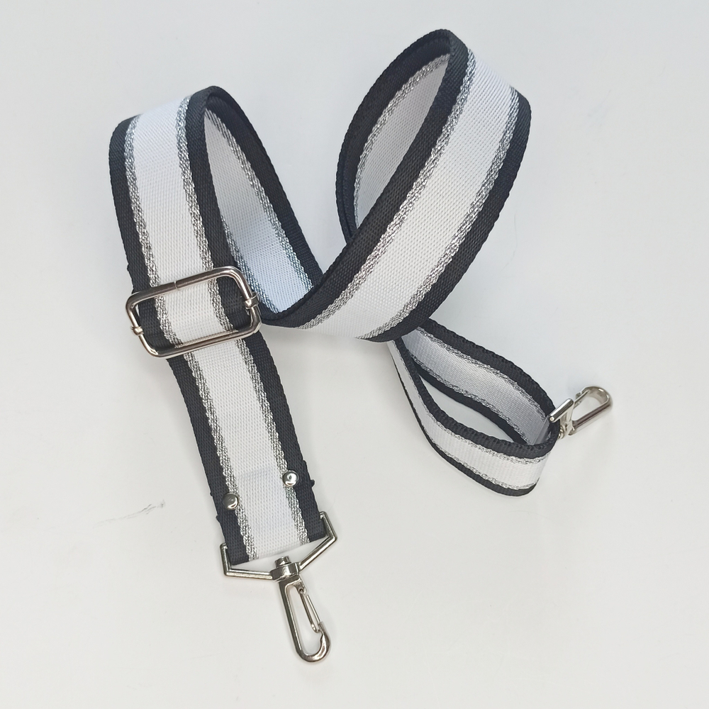 Гитарный ремень Черно-белый люрекс