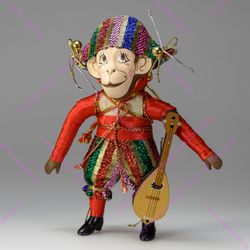 Ёлочная игрушка Обезьяна в шляпе