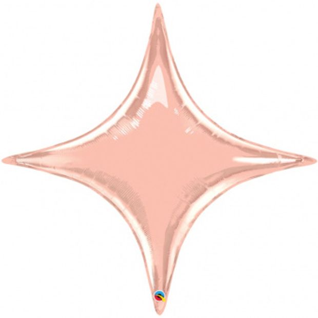 QL Шар звезда 4-х конечная 20" / 50 см фольга (ПОД ВОЗДУХ) золото розовое