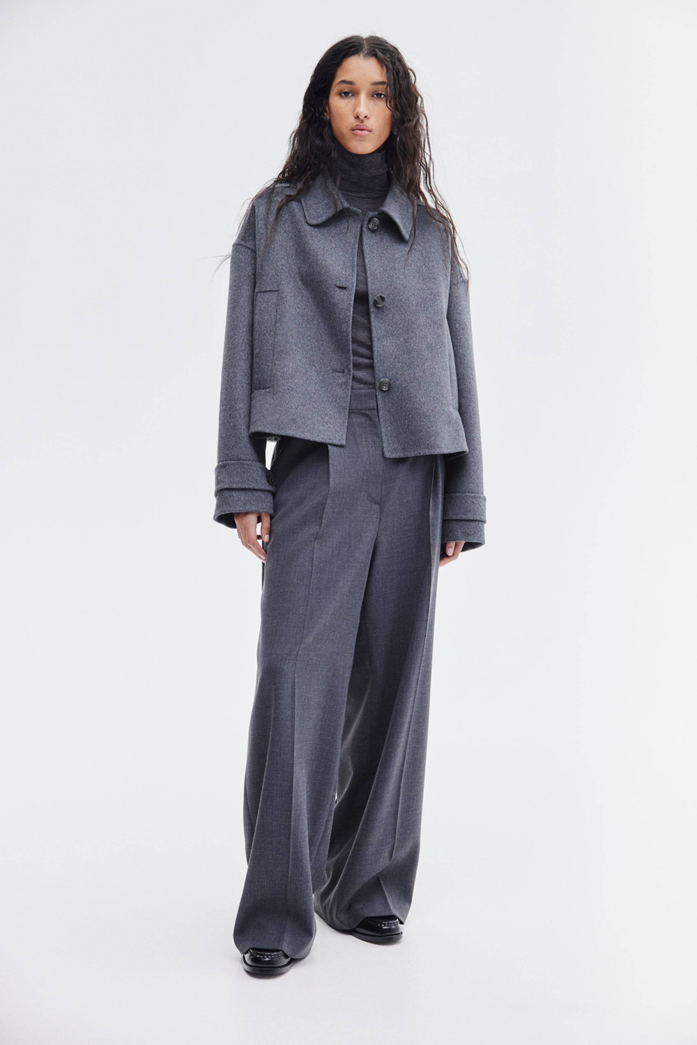 H&M Куртка ручной работы из смесовой шерсти, темно-серый