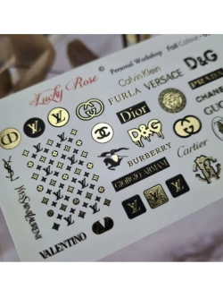 Lucky Rose Слайдеры наклейки для длинных ногтей Foil 065