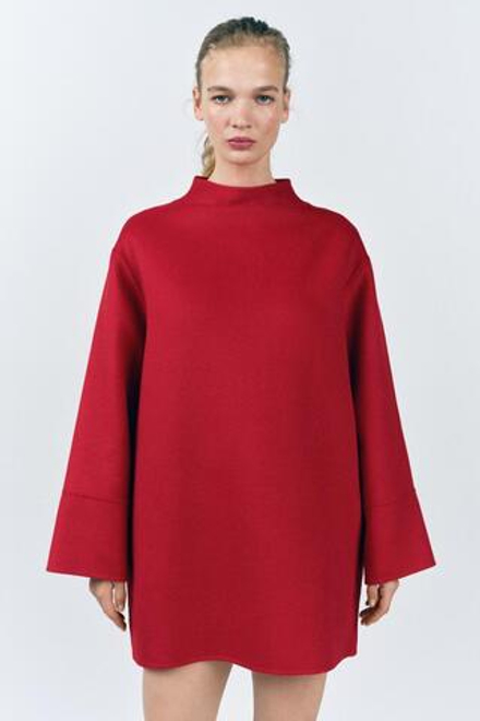 ZARA ПЛАТЬЕ ИЗ СМЕСОВОЙ ШЕРСТИ — ZW COLLECTION, КРАСНЫЙ