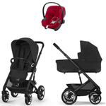 Коляска Cybex Talos S Lux BLK complete Aton B2 Dynamic Red Base One 4 в 1 Moon Black с дождевиками