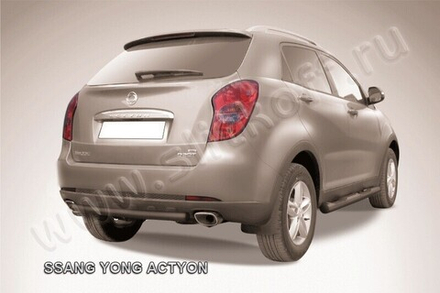 Защита заднего бампера (нержавейка) SsangYong Actyon (2010-2013) d57 короткая (черный)