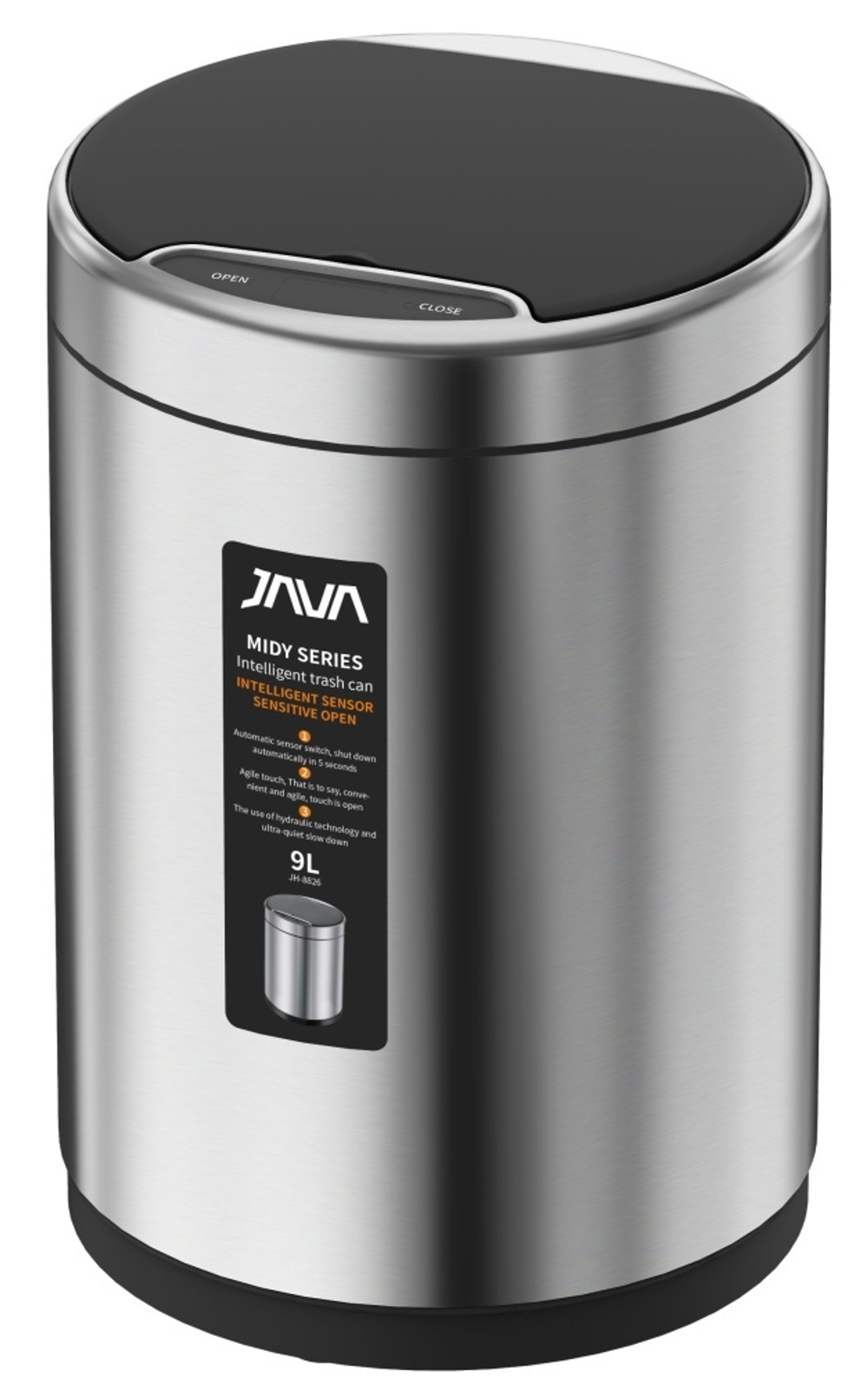 Ведро для мусора СЕНСОРНОЕ  (круг. САТИН)  9л. JAVA