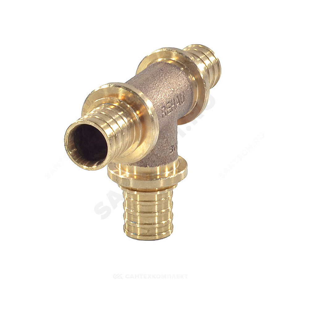 Тройник для PE-X труб аксиальный бронза Дн 32х32х32 RAUTITAN PLATINUM RX Rehau 14564531001