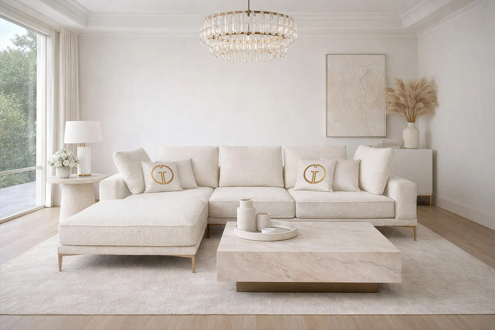 Стол журнальный АГАТ (AGATE) светлый керамический 120x80x29см Garda Decor