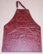 Кожаный рыжий с разводами фартук из итальянской кожи БогомолOFF Классик Коньяк BG00405 с эксклюзивной гравировкой