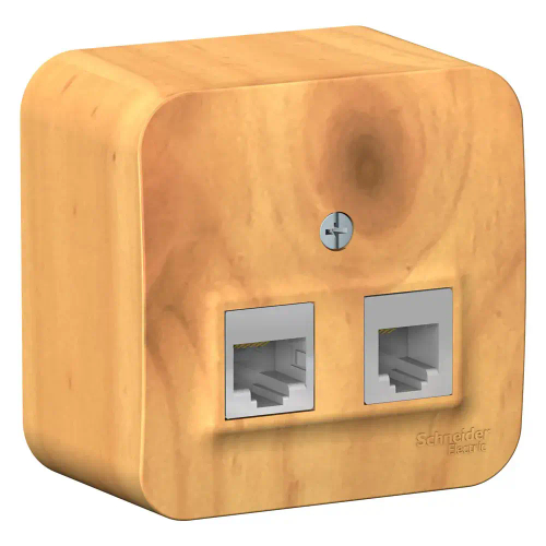 BLANCA О/У РОЗЕТКА двойная: комп.RJ45, кат.5E + телеф. RJ11, ИЗОЛ.ПЛ.,ЯСЕНЬ