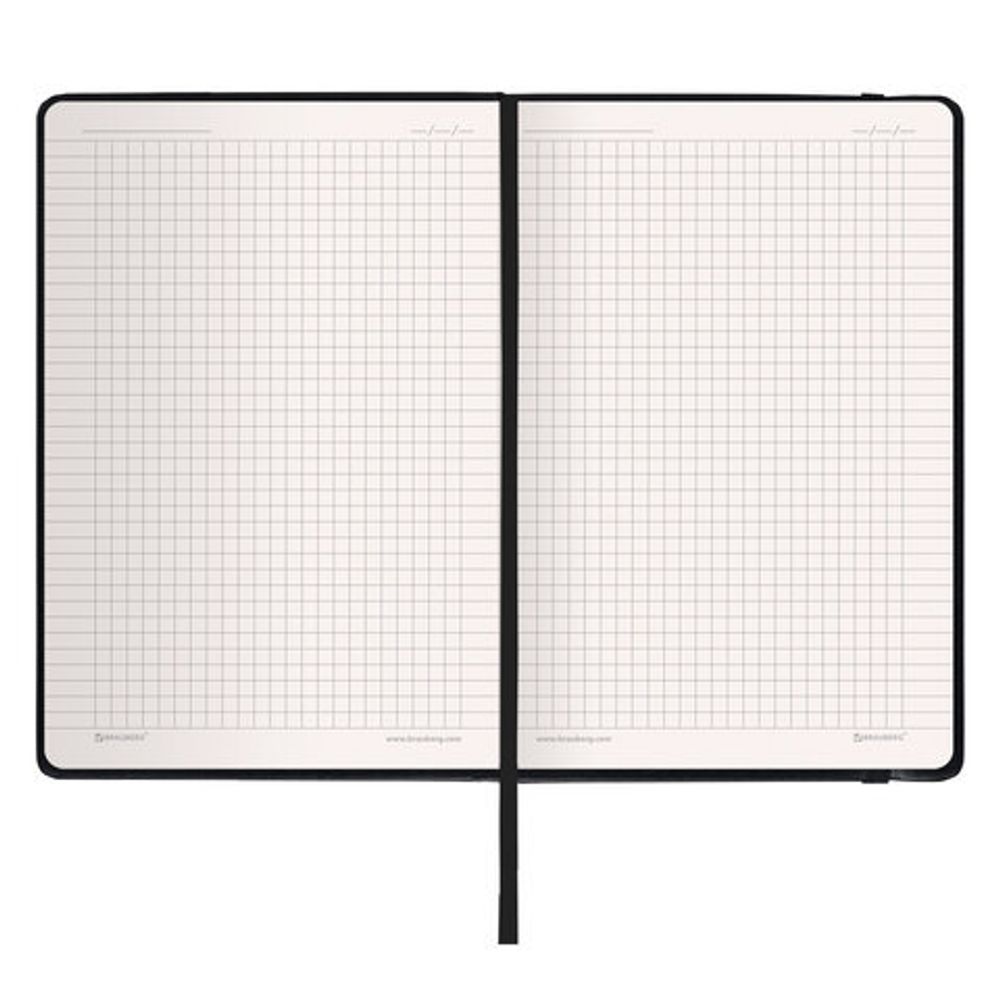 Блокнот в клетку с резинкой А5 (148x218 мм), 80 л., под кожу черный BRAUBERG "Metropolis Special", 111577