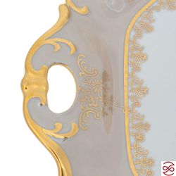 Блюдо квадратное на ножке Queen's Crown Aristokrat Охота бежевая 32 см