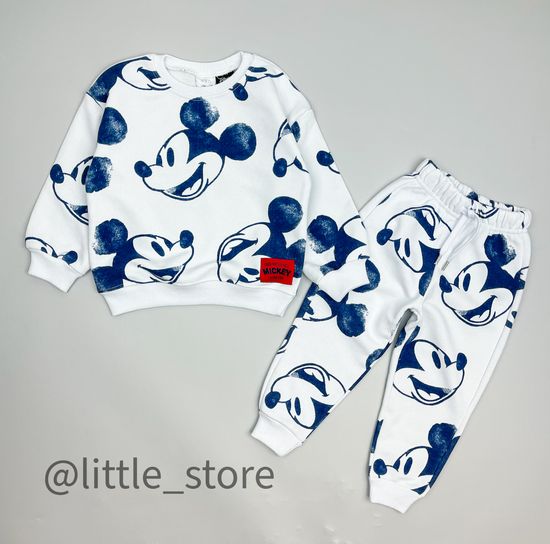 Комплект из футера "Микки Маусы" синий/белый