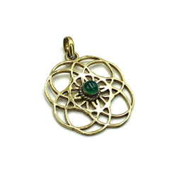 Подвеска Seed of Life зеленый оникс из латуни