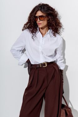 Свободная базовая рубашка из хлопка белого цвета