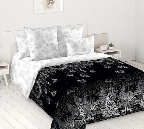 Евро комплект постельного белья Зима-Лето Ночь перед Рождеством перкаль