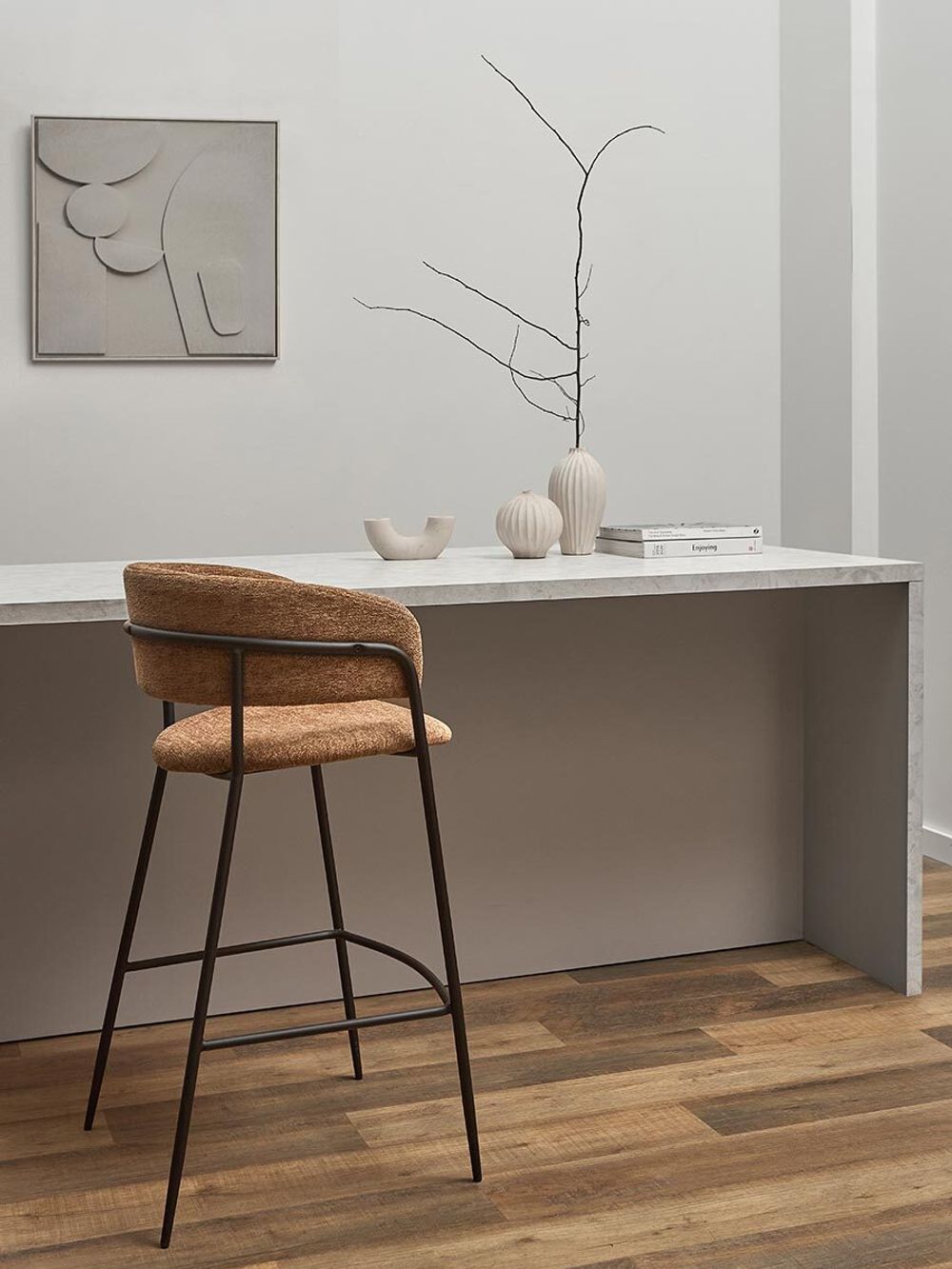 Стул барный Helning, мягкий шенилл, светло-коричневый