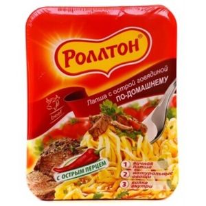 РОЛЛТОН ЯИЧНАЯ ЛАПША С ГОВЯДИНО ОТСРАЯ ЛОТОК 90ГР