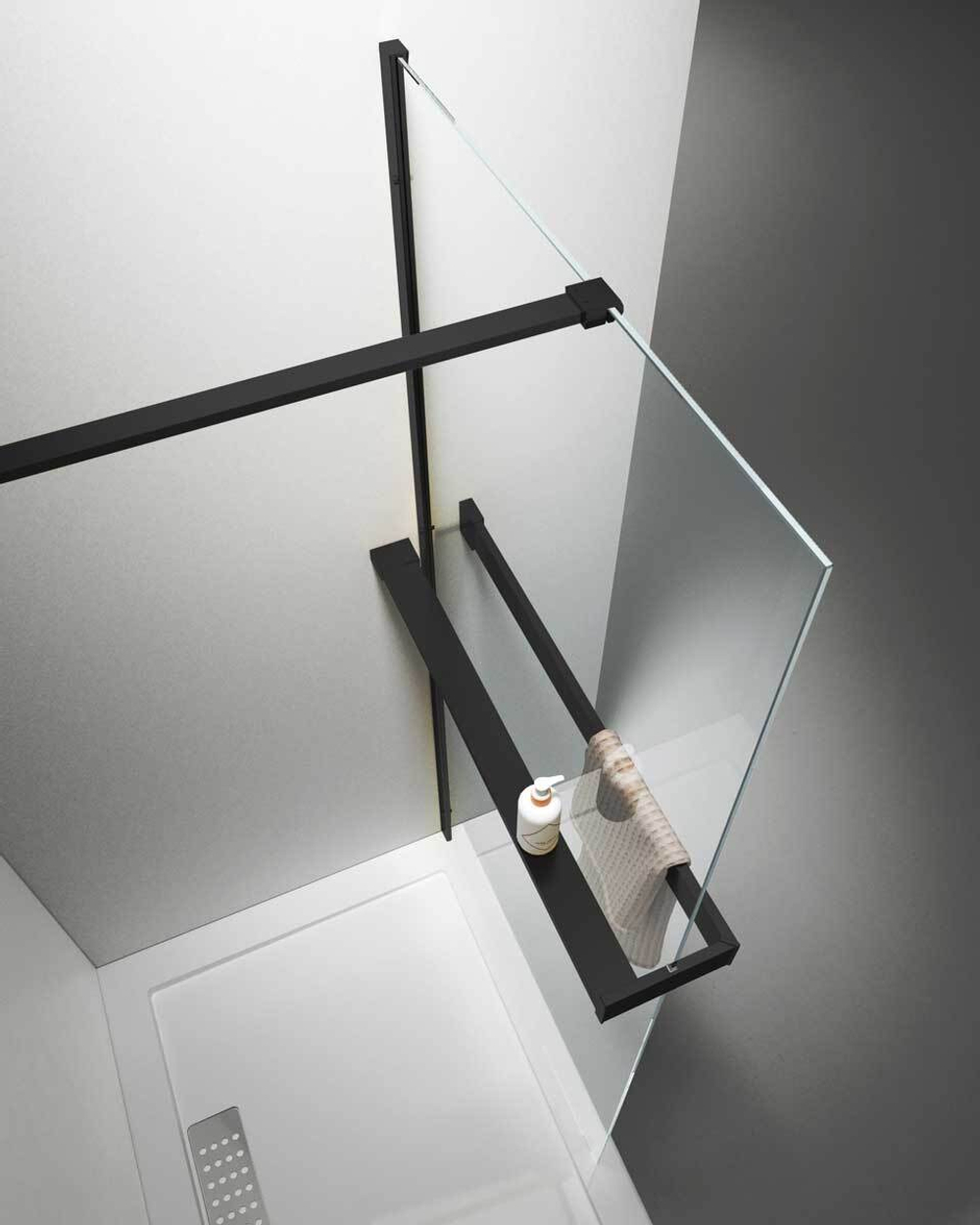 Душевая перегородка Walk-In HR VSW-4HR100CLB, 1000*2000, черный, стекло прозрачное