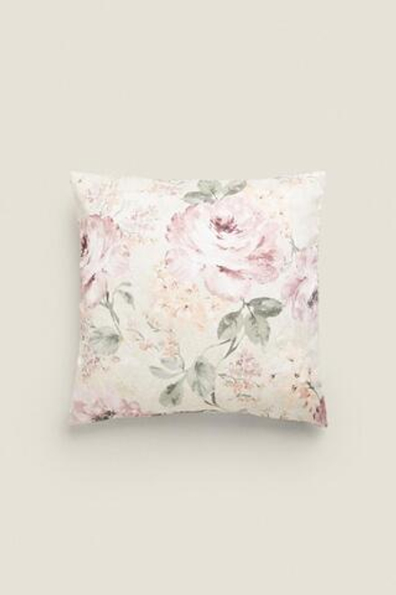 ZARA HOME ЧЕХОЛ ДЛЯ ДЕКОРАТИВНОЙ ПОДУШКИ С ЦВЕТОЧНЫМ УЗОРОМ, ЗЕЛЕНЫЙ