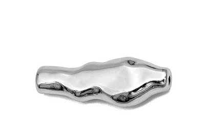 бпм25-р Бусина "Палочка мятая" 25*8мм, родий