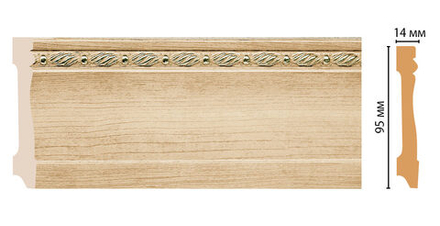 Плинтус напольный дюрополимер под дерево D195-11 95×14×2400 мм DecoMaster