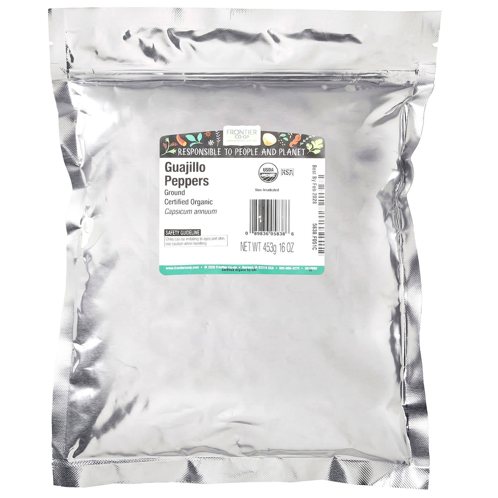 Frontier Co-op, органический молотый перец гуахильо, 453 г (16 унций)
