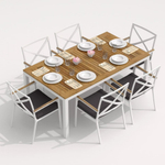 Обеденная группа Ideal Patio ТЕЛЛА  ФЕСТА  каркас белый, стол тик 180, ткань антрацит