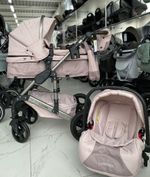 Детская коляска 3в1 LUXMOM 555-W коричневый текстиль