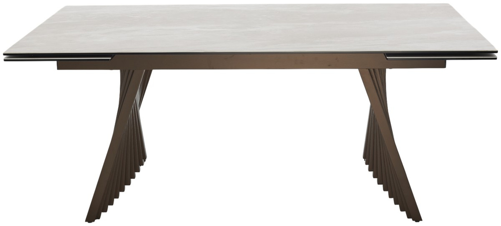 Стол IVAR 180 MARBLES TL-109 Серый мрамор, испанская керамика / Шоколадное золото каркас, ®DISAUR