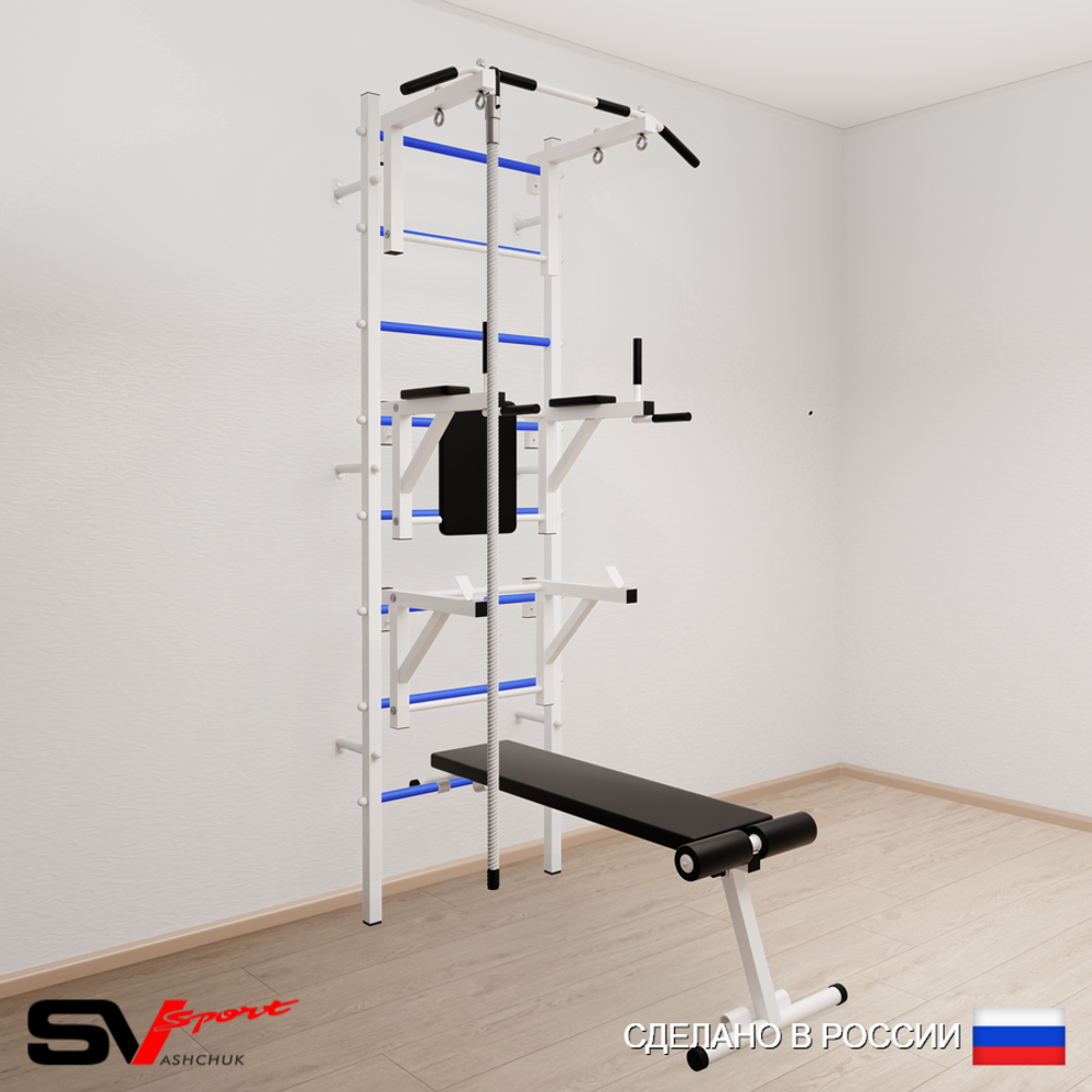 Шведская стенка Sv Sport усиленная 690 (Турник стандарт/Брусья/Стойка/Скамья/Канат)