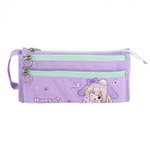 Пенал - косметичка Alingar, ткань, молния, 2 отделения, 2 боковых кармана, липучка, петля, 200 х 90 х 45 мм, "Happy Day", микс (розов, голуб, сиренев)