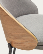 Барный стул Eamy светло-серый из шпона ясеня с натуральной отделкой