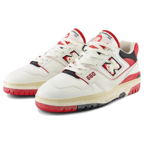 New Balance NB 550 Подвесные баски с низким верхом Белый и красный Унисекс