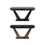 Керамический стол Woodville Кели 140(200)х80х76 серый мрамор, черный