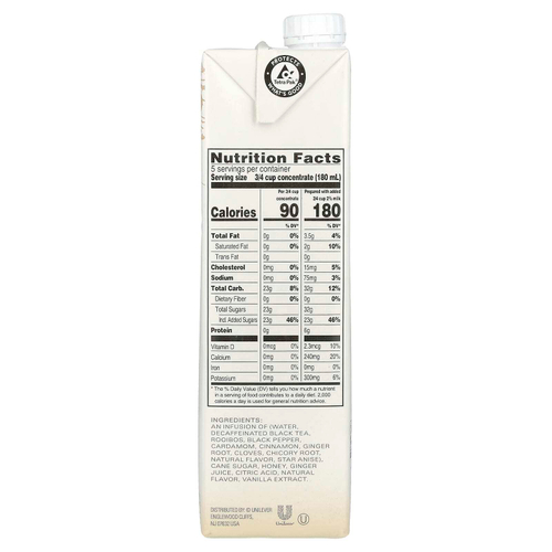 TAZO, Чай латте без кофеина, концентрат черного чая, 946 мл (32 жидк. унц.)