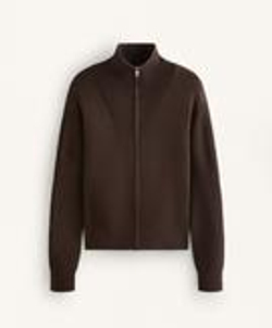 Oysho Вязаная куртка с воротником в рубчик, коричневый