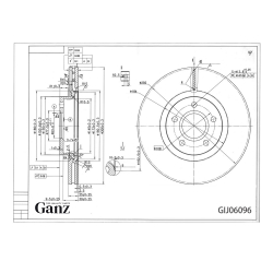 Диск тормозной GANZ передний с покрытием FORD Mondeo IV / Galaxy II / S-Max / Kuga 08 Арт.: GIJ06096