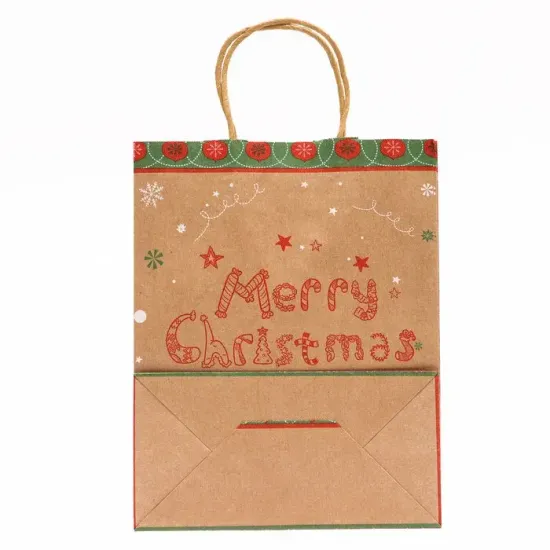 Пакет бумажный подарочный новогодний крафт "Счастливого Нового Года", 27 х 21 х 11 см.