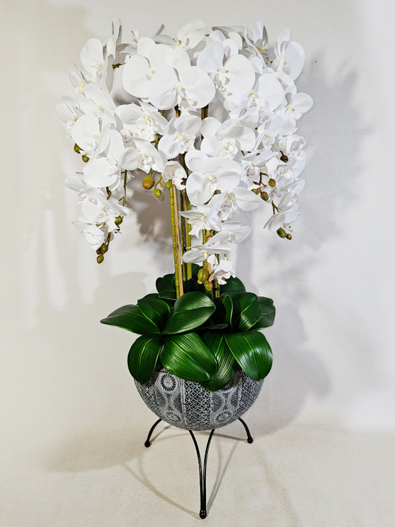 Кашпо из металла Патио серое большое