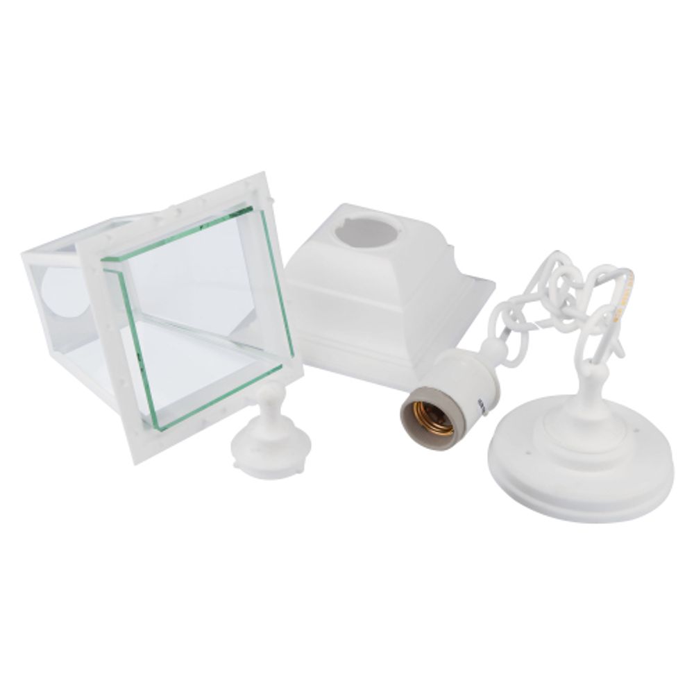 Садово-парковый светильник ЭРА НСУ 04-60-001 белый 4 гранный подвесной IP44 Е27 max60Вт