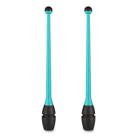 Булавы для худ. гимнастики INDIGO, IN018-BBK, 41 см, пластик, каучук, в компл. 2шт, бирюз-черн