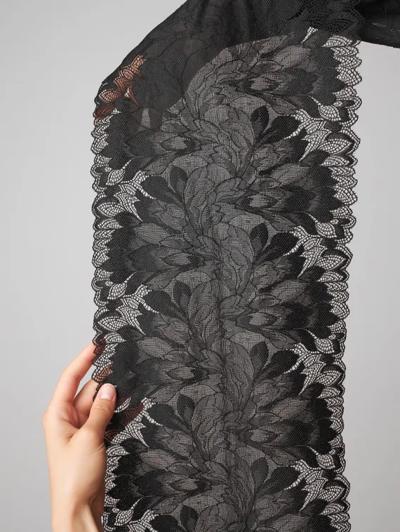 03-77 ОПТ Кружево эластичное 24 см, черный 170