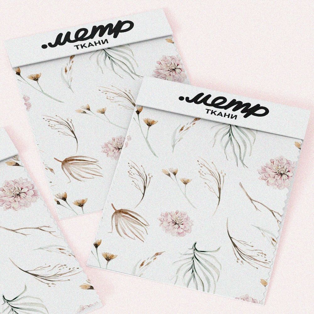 Ткань кулирная гладь тонкие веточки с цветами