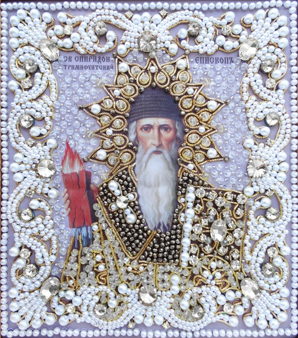 ЖС-15-ЗБ Набор для вышивания хрустальными камнями Спиридон Тримифунтский (белый)