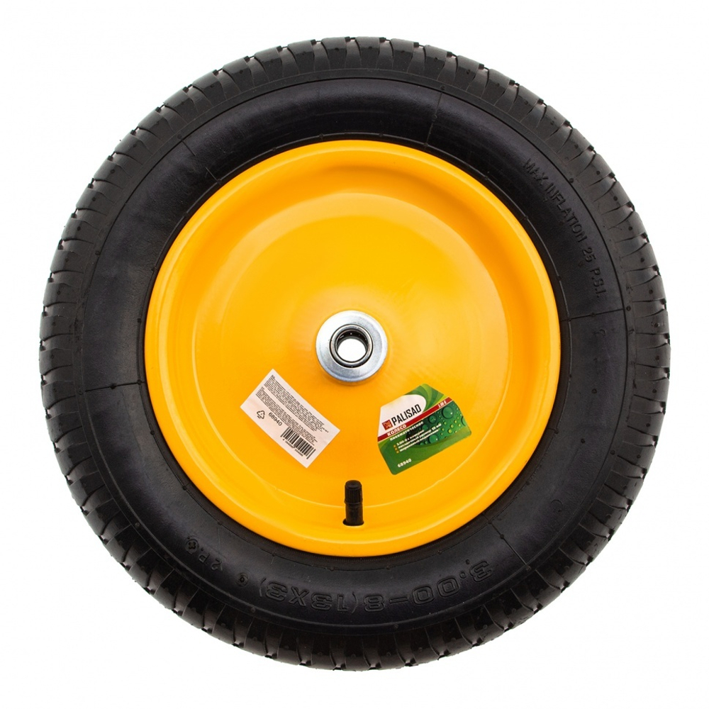 Колесо пневматическое, 3.00-8, D 360 мм, внутренний подшипник D 16 мм, длина оси 92 мм Palisad
