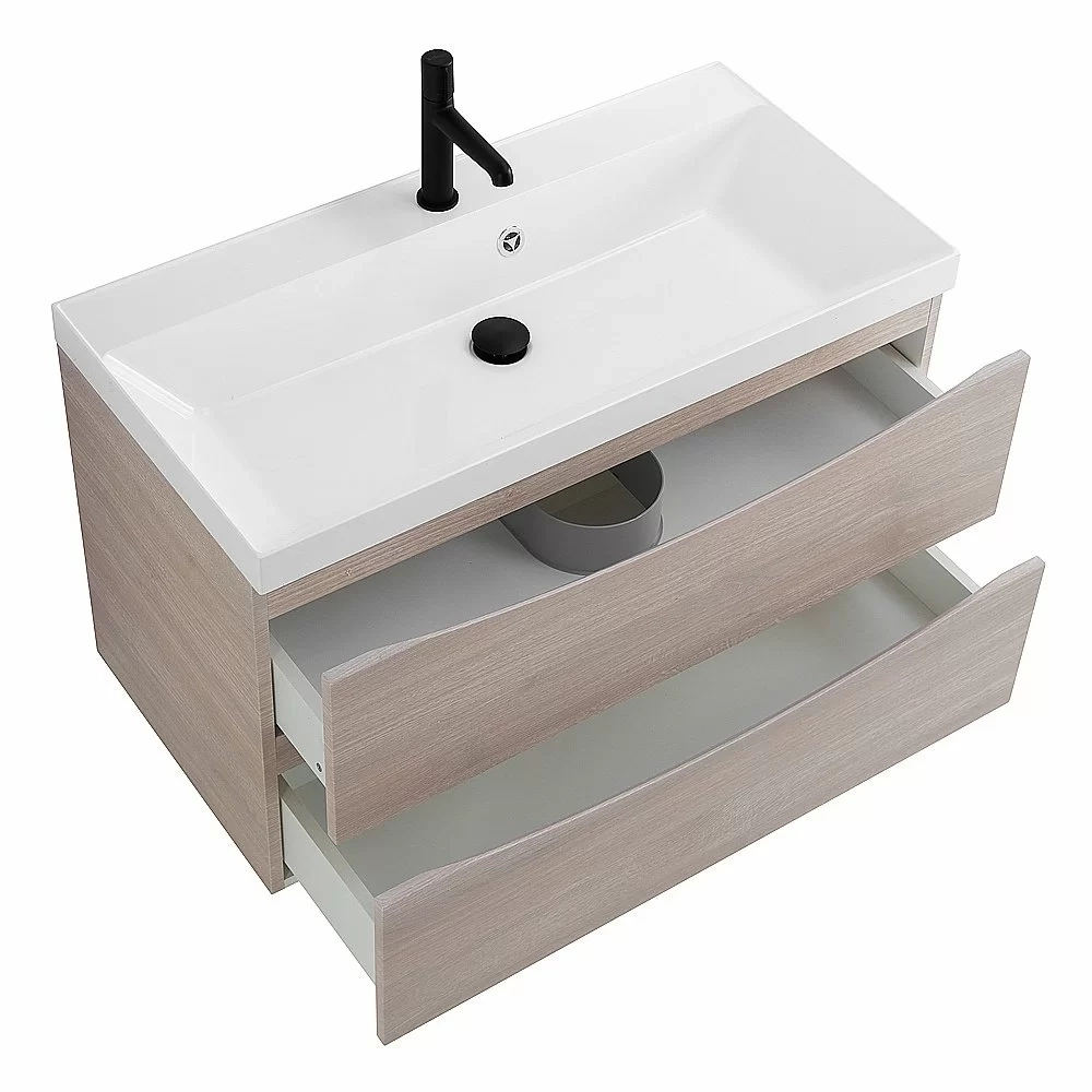 Тумба с раковиной Belbagno MARINO 80 2C-SO/BB800/450-LV-MR-AST Rovere Grigio